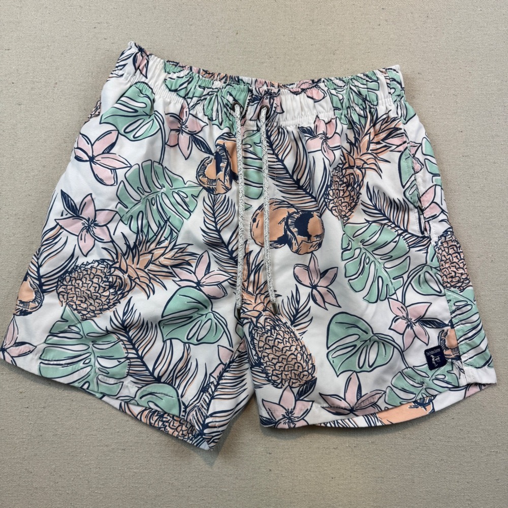 The Endless Summer Mens Tropical Pineapple Swim Trunks White Large Board Shorts